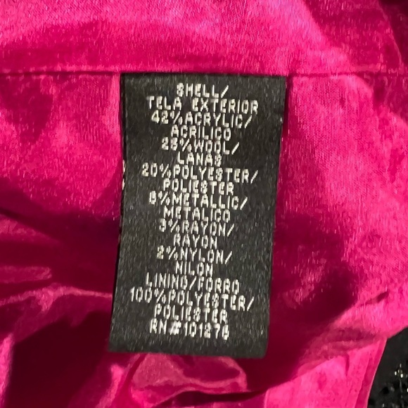 Rampage Black Jacket Hot Pink Lining Metallic Textured Wool Blend Coat XS - Picture 4 of 4